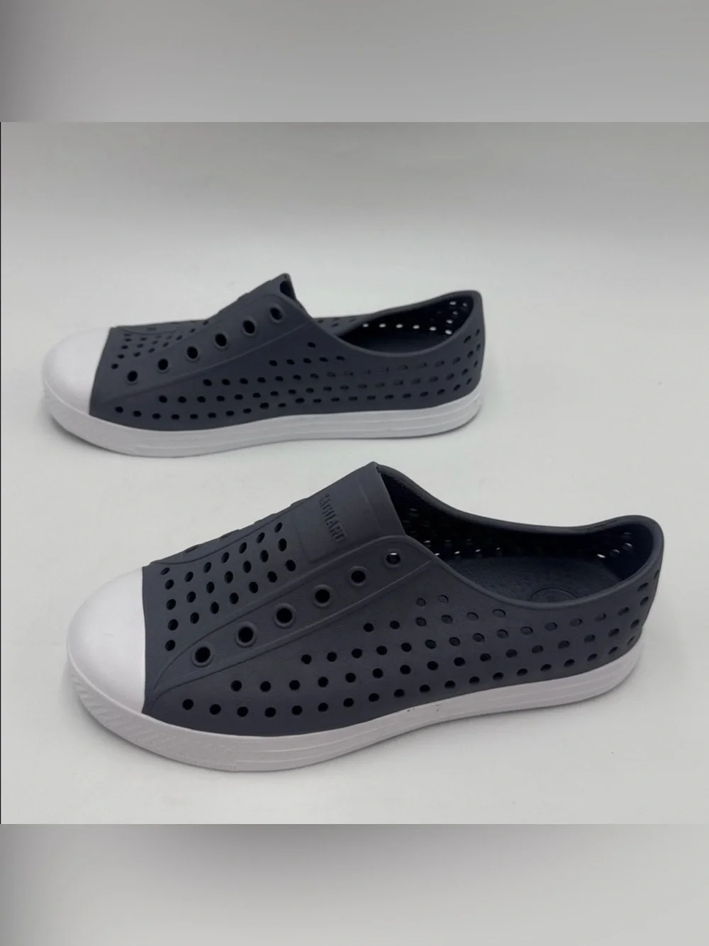 NWOT Kid’s Slip-On Perforated Water-Resistant Sneakers - Dark Gray/White